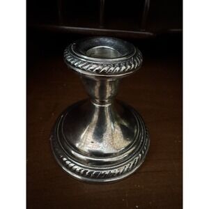 Pottery Barn Eclectic Silver Taper Candle Holder Mini Rope Edged Silver Plated